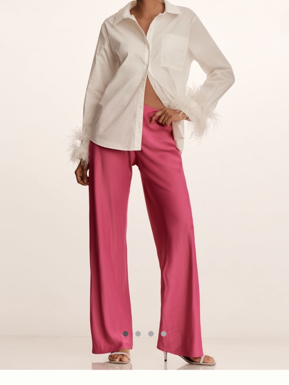 Anthropologie Tilda Pull On Wide-Leg High-Waist Pants - Fuchsia Pink Satin XS